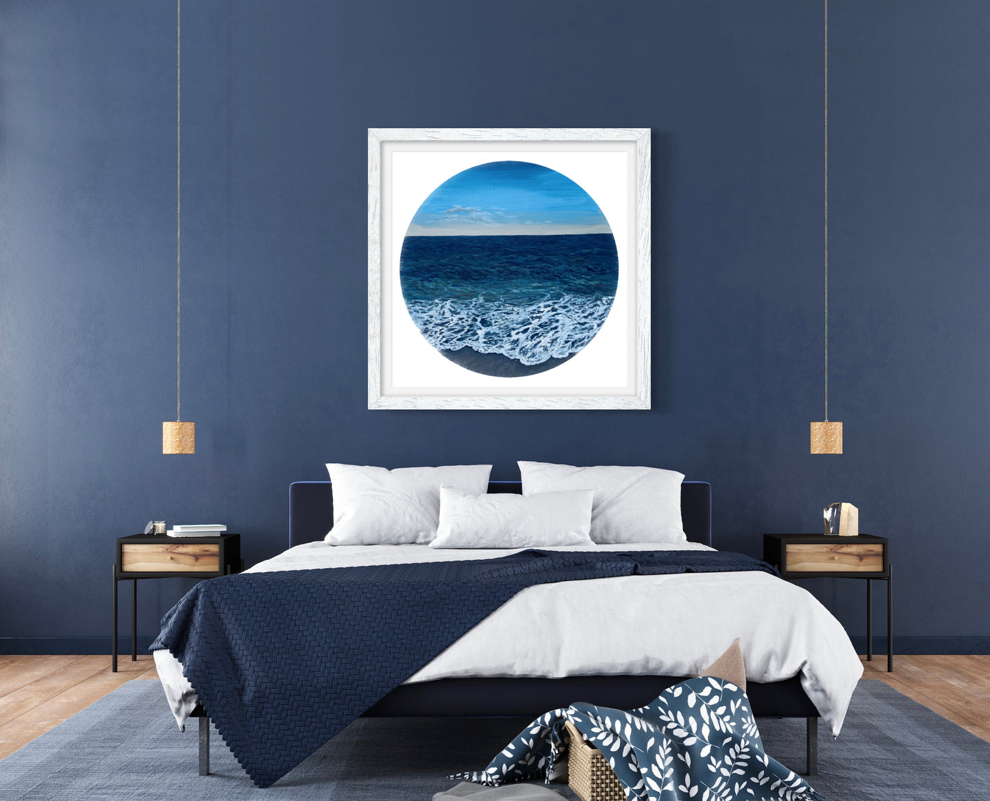 Wilder Shores: Realistic Ocean Coastal Porthole Round Beach Fine Art Giclée Print