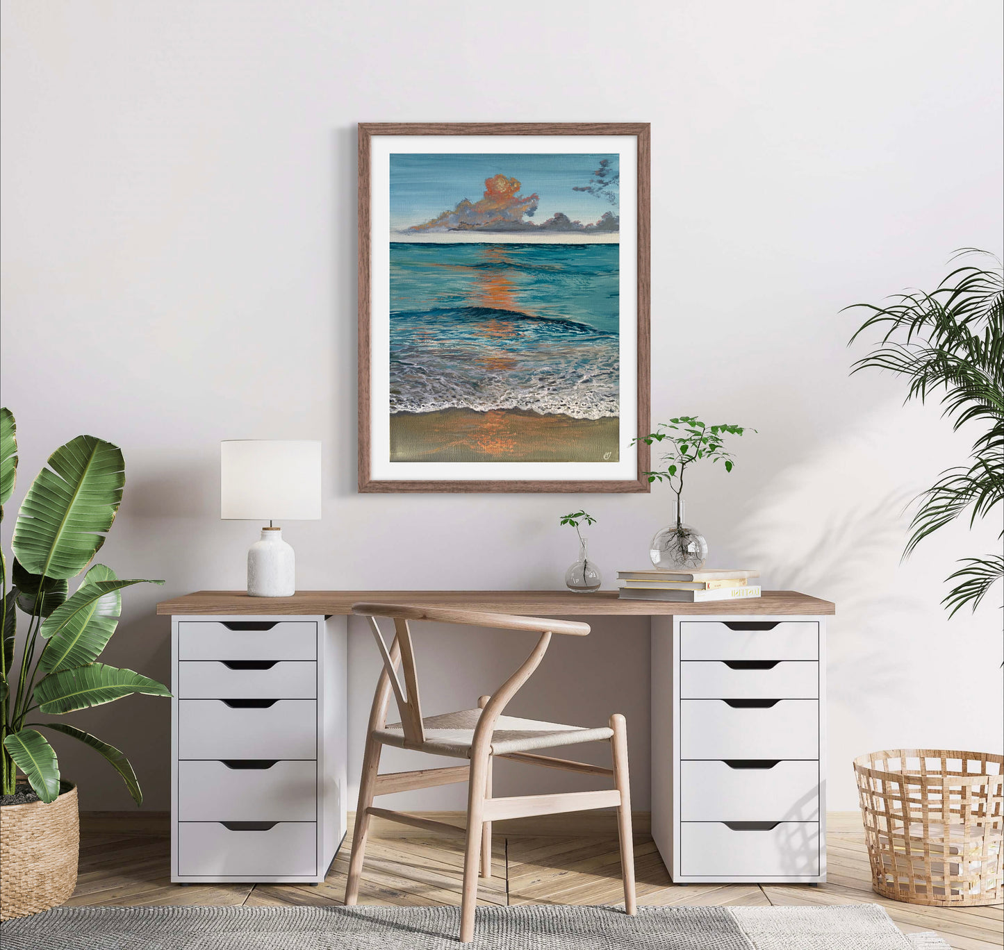 Serene Glow: Giclée Print, A Tranquil Calming Turquoise Seashore Beach
