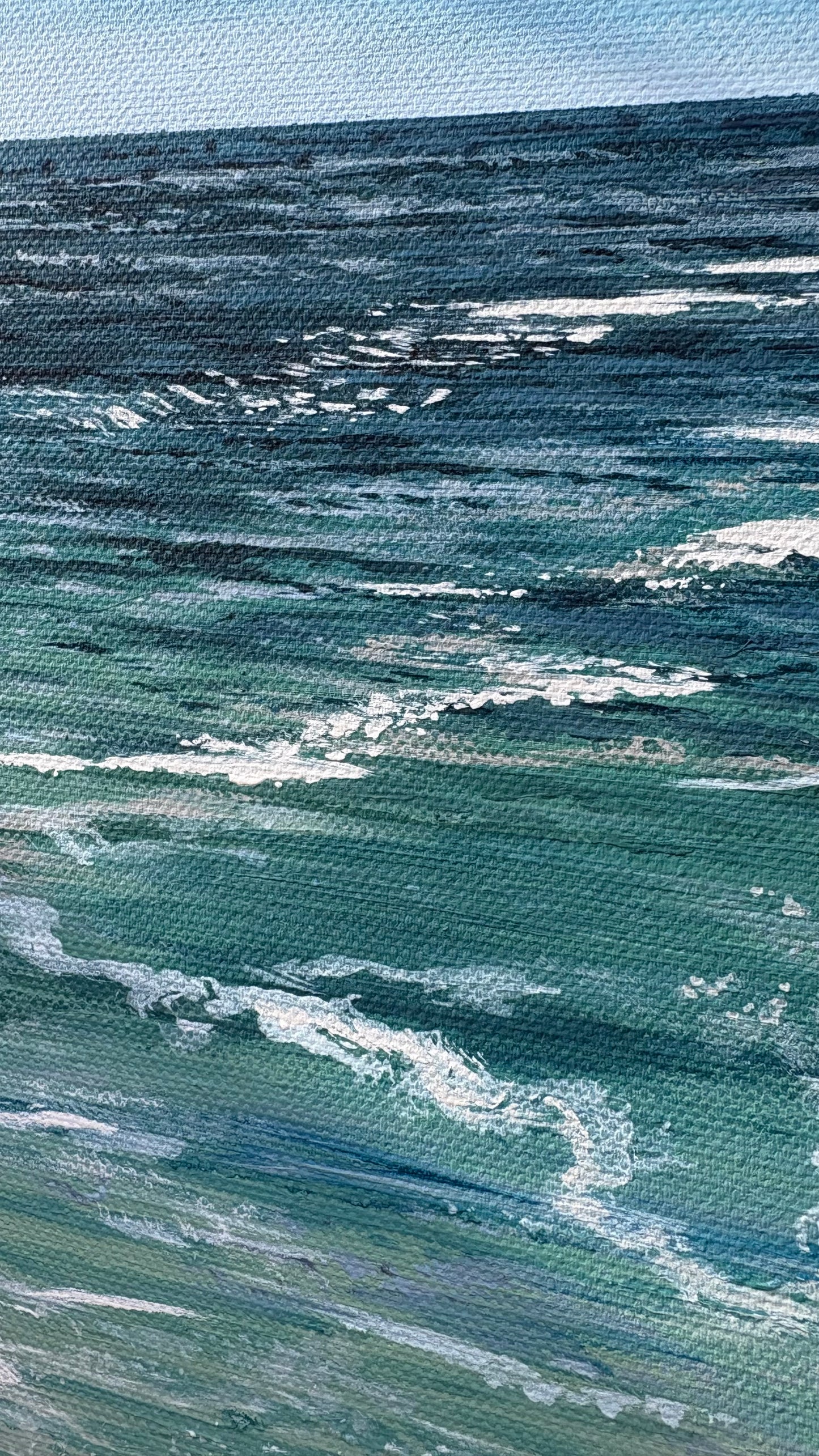 Original “Wild Tide, Reckless Shores Mini”: Cornish Beach Canvas Wall Art