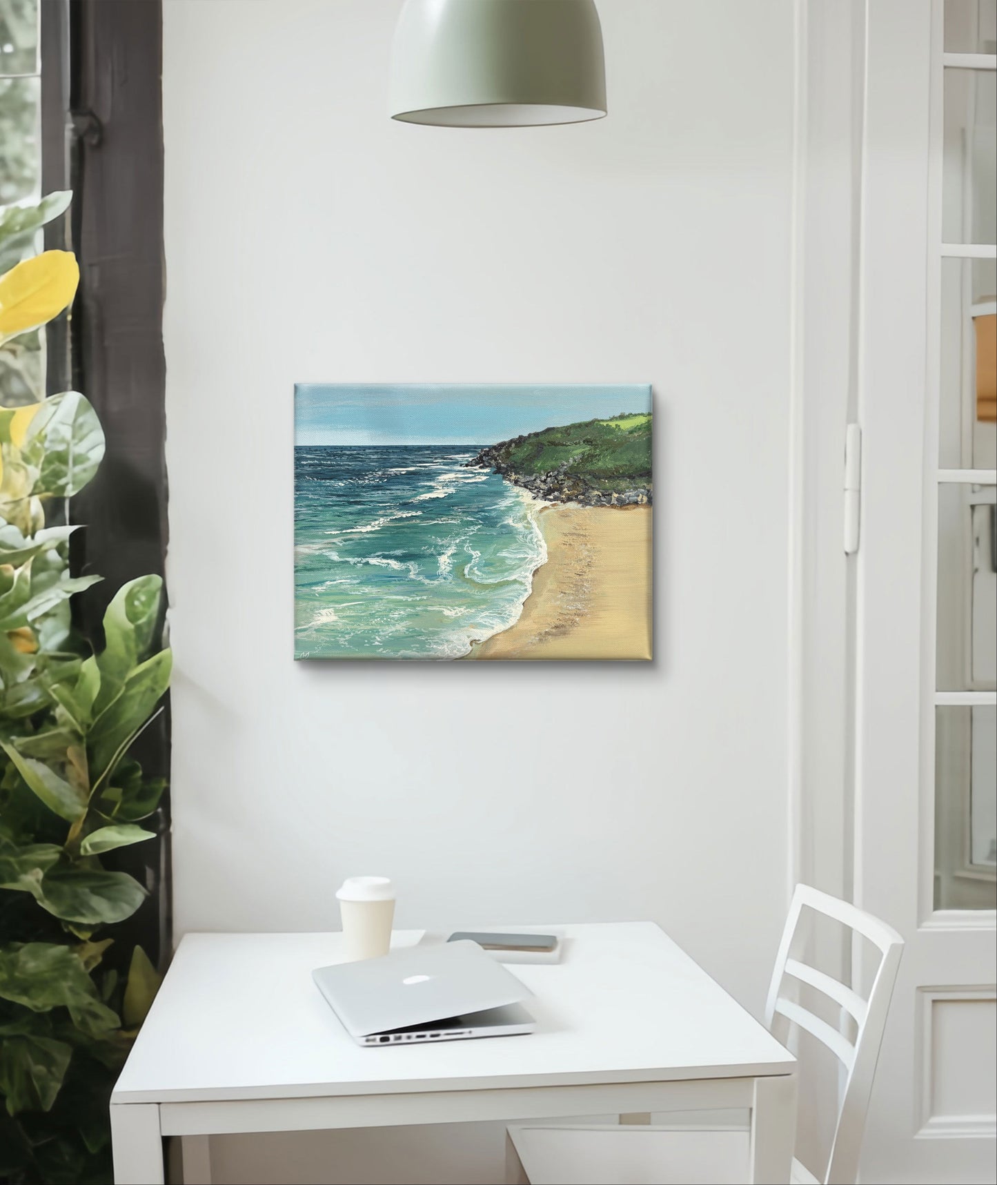 Original “Wild Tide, Reckless Shores Mini”: Cornish Beach Canvas Wall Art