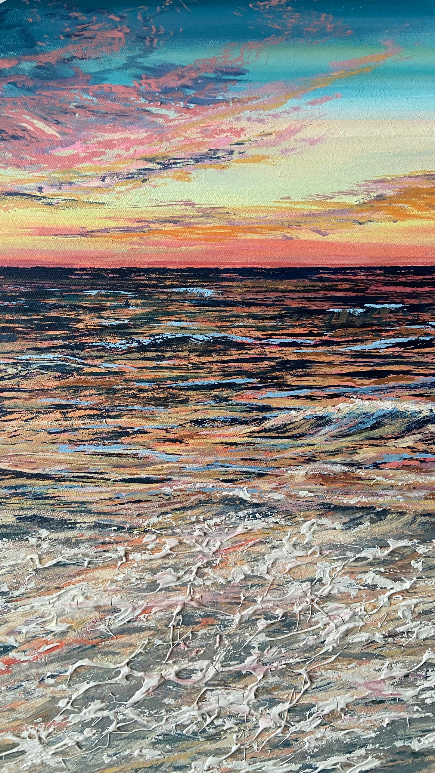 Wildlife Waters Original: Beach Sunset Circular Warm Seascape