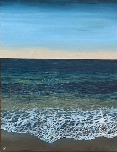 Pure Shores Framed Original: Realistic Tranquil Cornish Sea Painting