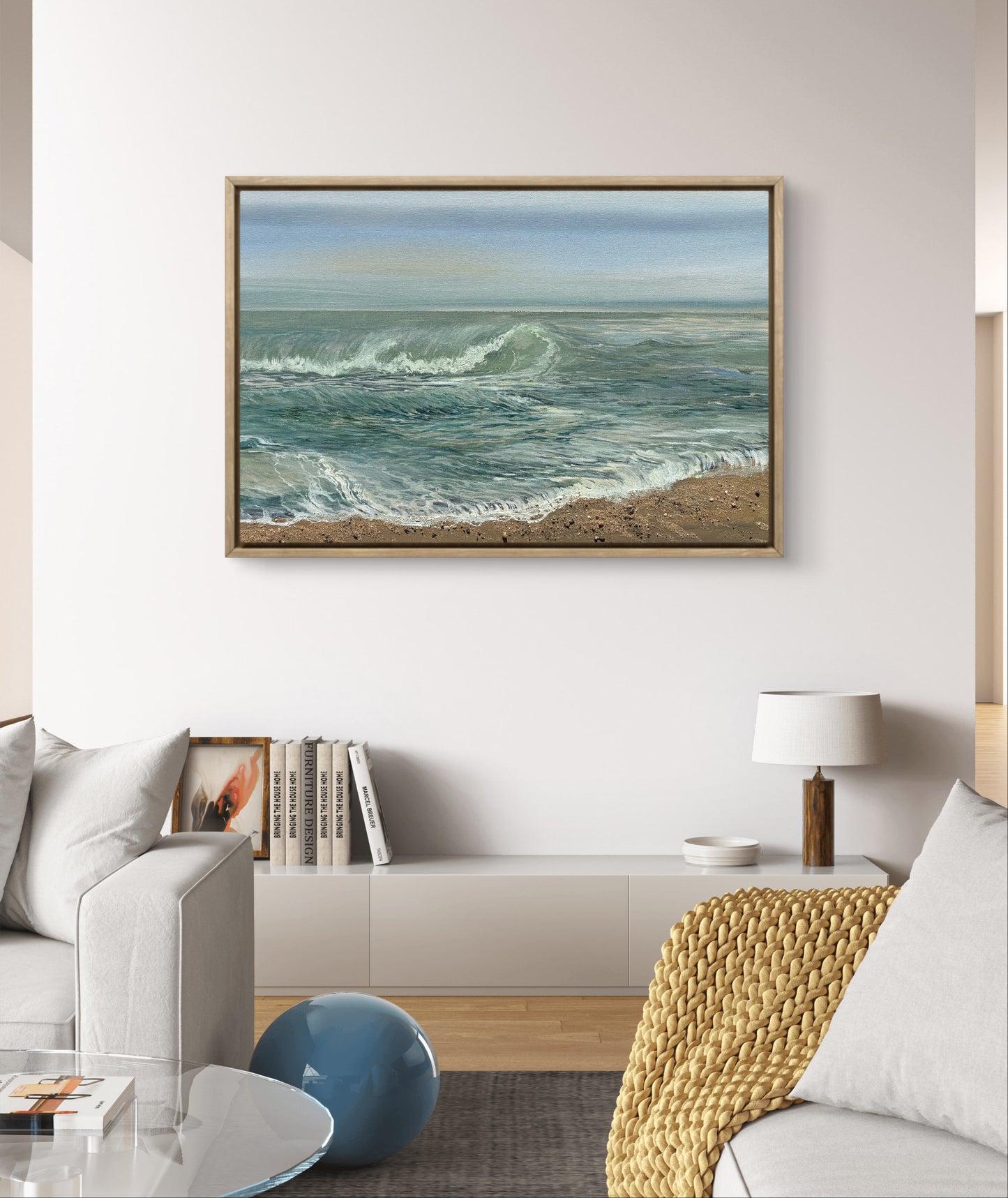 Original “Diamonds on the Sea, Seaton.”Cornish Beach Canvas Wall Art
