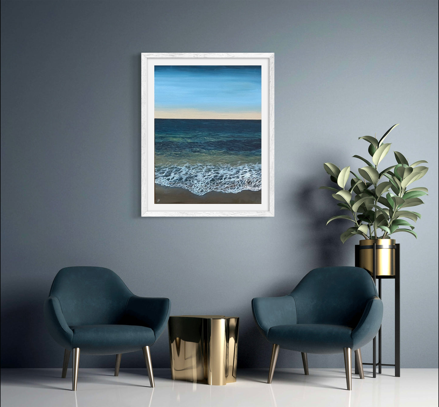 Pure Shores: Tranquil Calming Detailed Cornish Realistic Seascape, Fine Art Giclée Print.