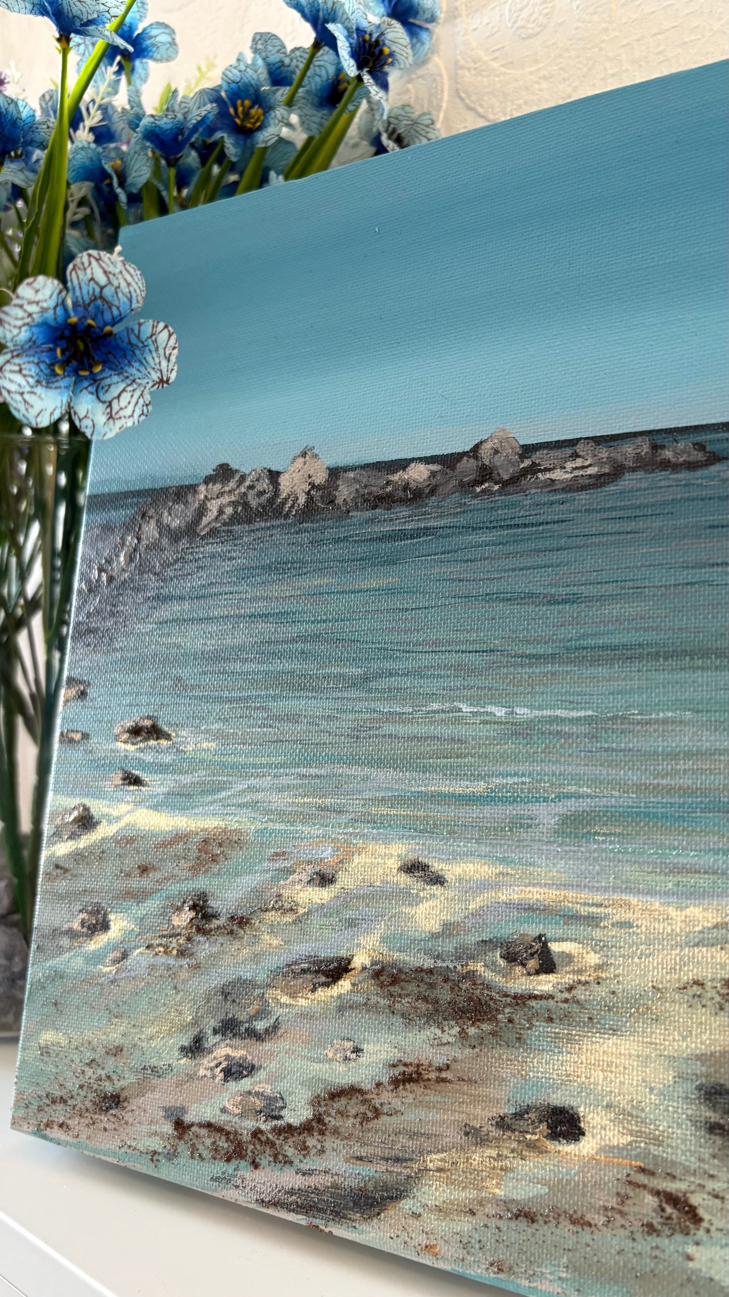 Original “Portwrinkle Charm”: Cornish Beach Canvas Wall Art