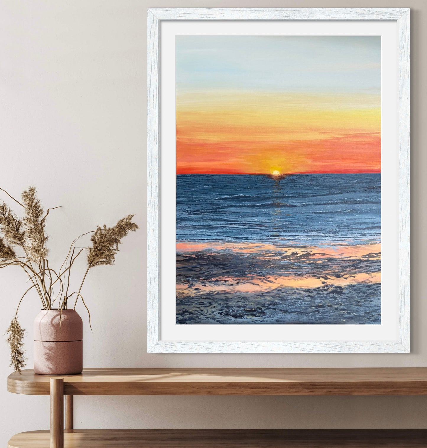 The Afterglow, Perranporth: Realistic Sea Painting at Sundown