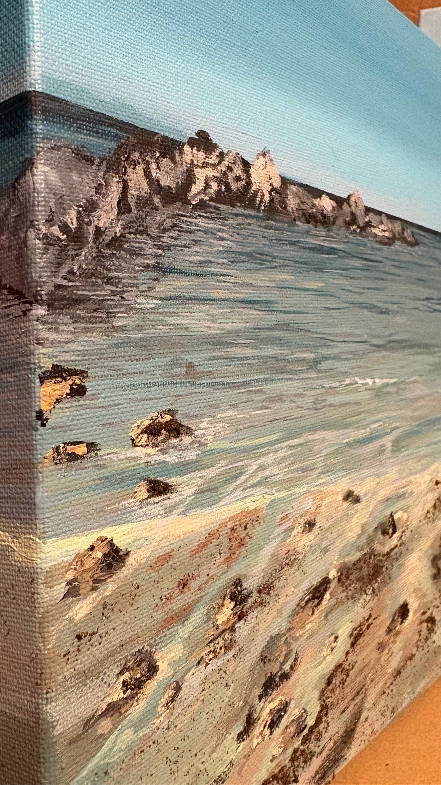 Original “Portwrinkle Charm”: Cornish Beach Canvas Wall Art