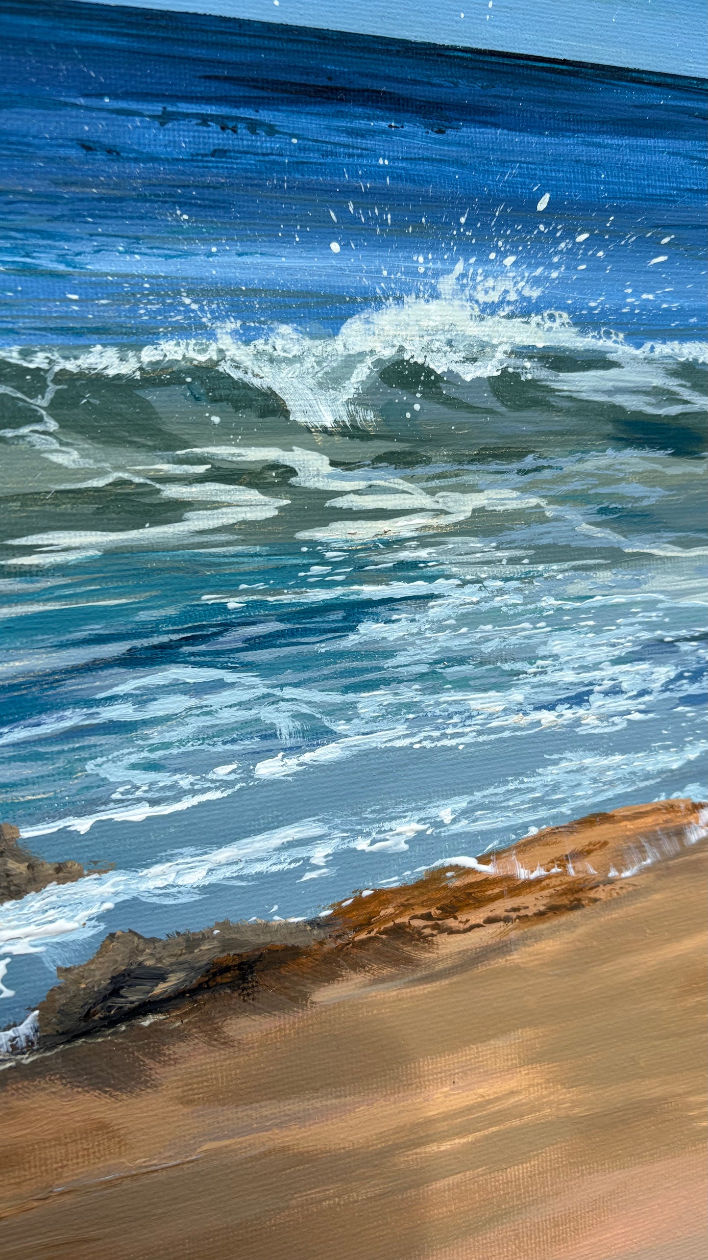 Original “Summer Light at Harlyn”: Cornish Beach Canvas Wall Art
