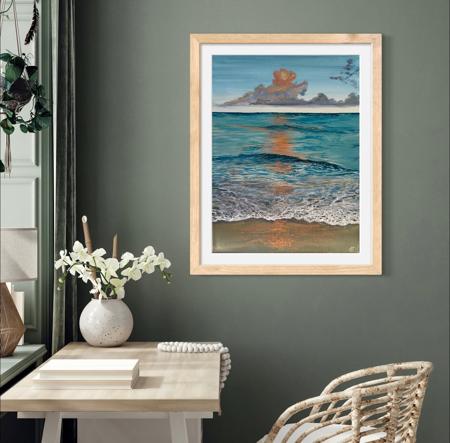 Serene Glow: Giclée Print, A Tranquil Calming Turquoise Seashore Beach