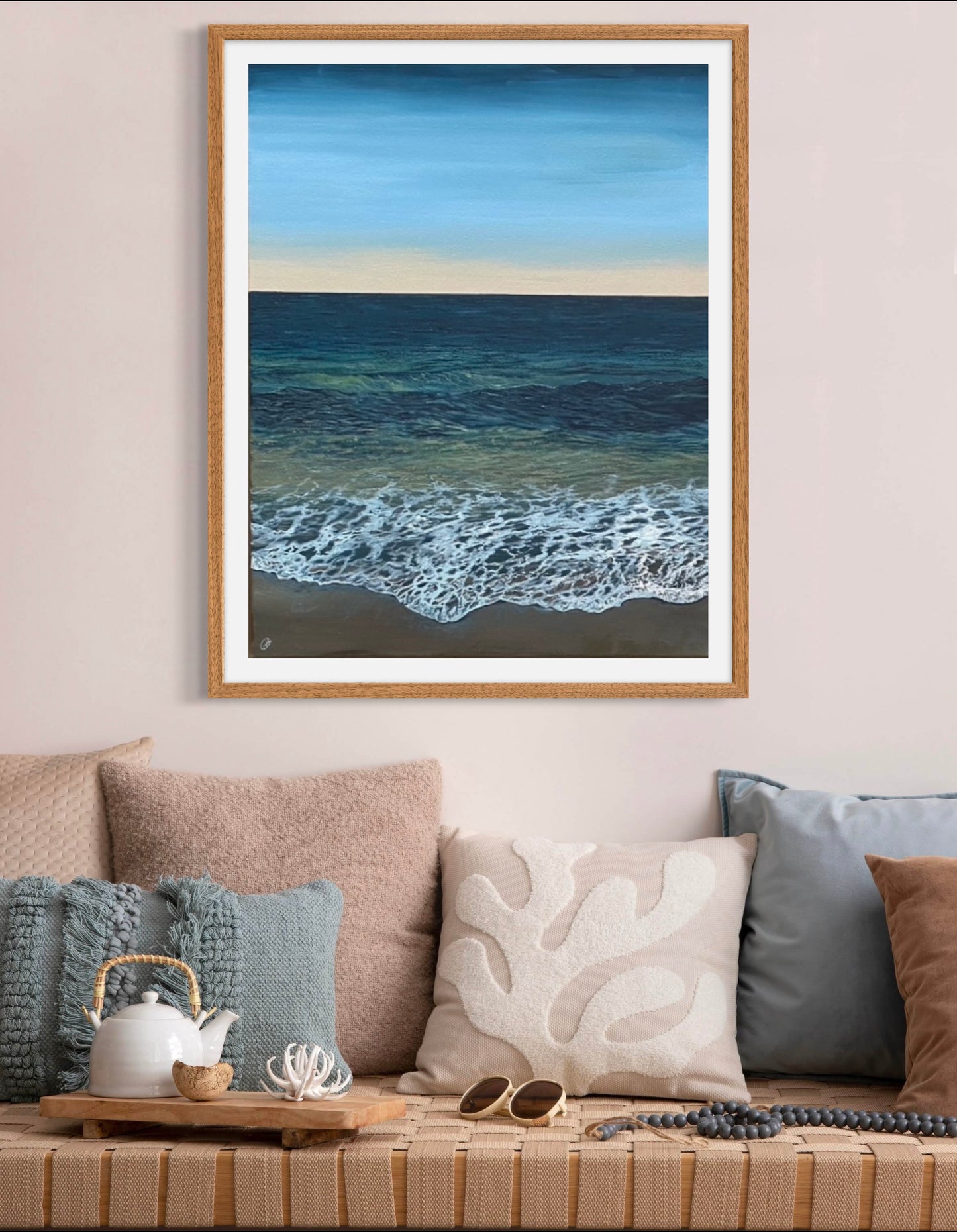 Pure Shores: Tranquil Calming Detailed Cornish Realistic Seascape, Fine Art Giclée Print.