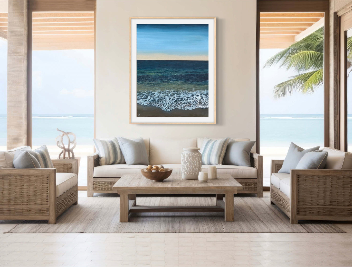 Pure Shores: Tranquil Calming Detailed Cornish Realistic Seascape, Fine Art Giclée Print.