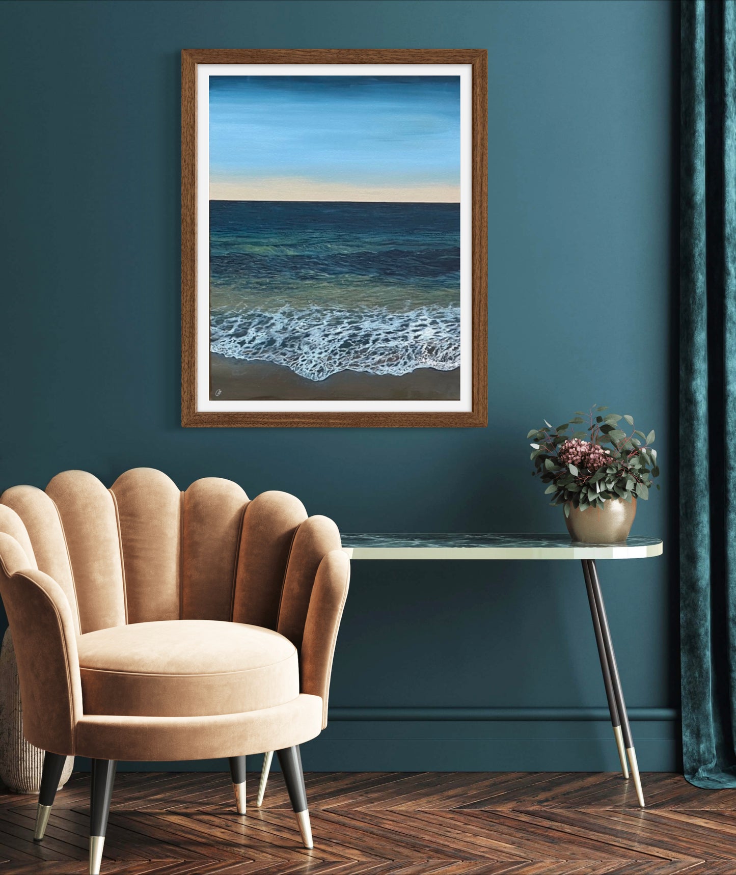 Pure Shores: Tranquil Calming Detailed Cornish Realistic Seascape, Fine Art Giclée Print.