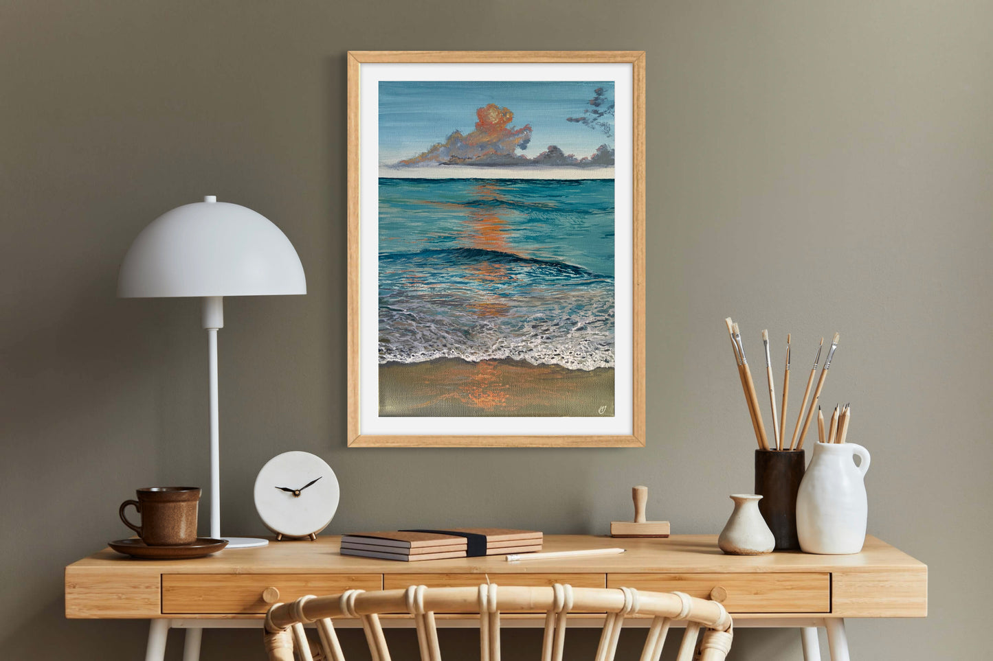 Serene Glow: Giclée Print, A Tranquil Calming Turquoise Seashore Beach