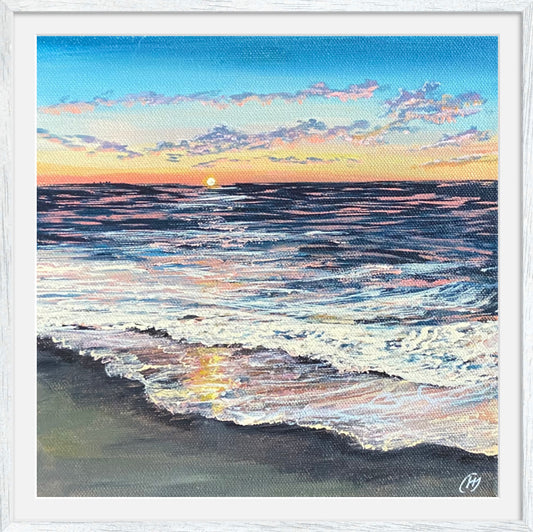 Sunkissed: Vibrant Home Sea Sunset Pink & Blue Beach Fine Art Giclée Print