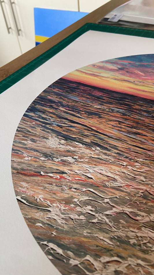 Wildlife Waters: Circular Orange Sunset Seascape