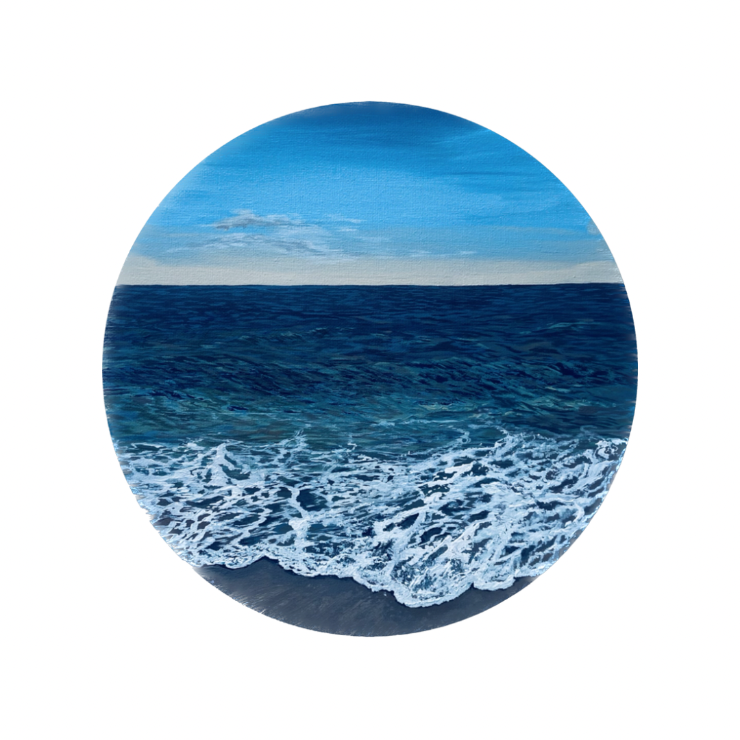 Wilder Shores Original: Realistic Ocean Coastal Porthole Round Beach Scene