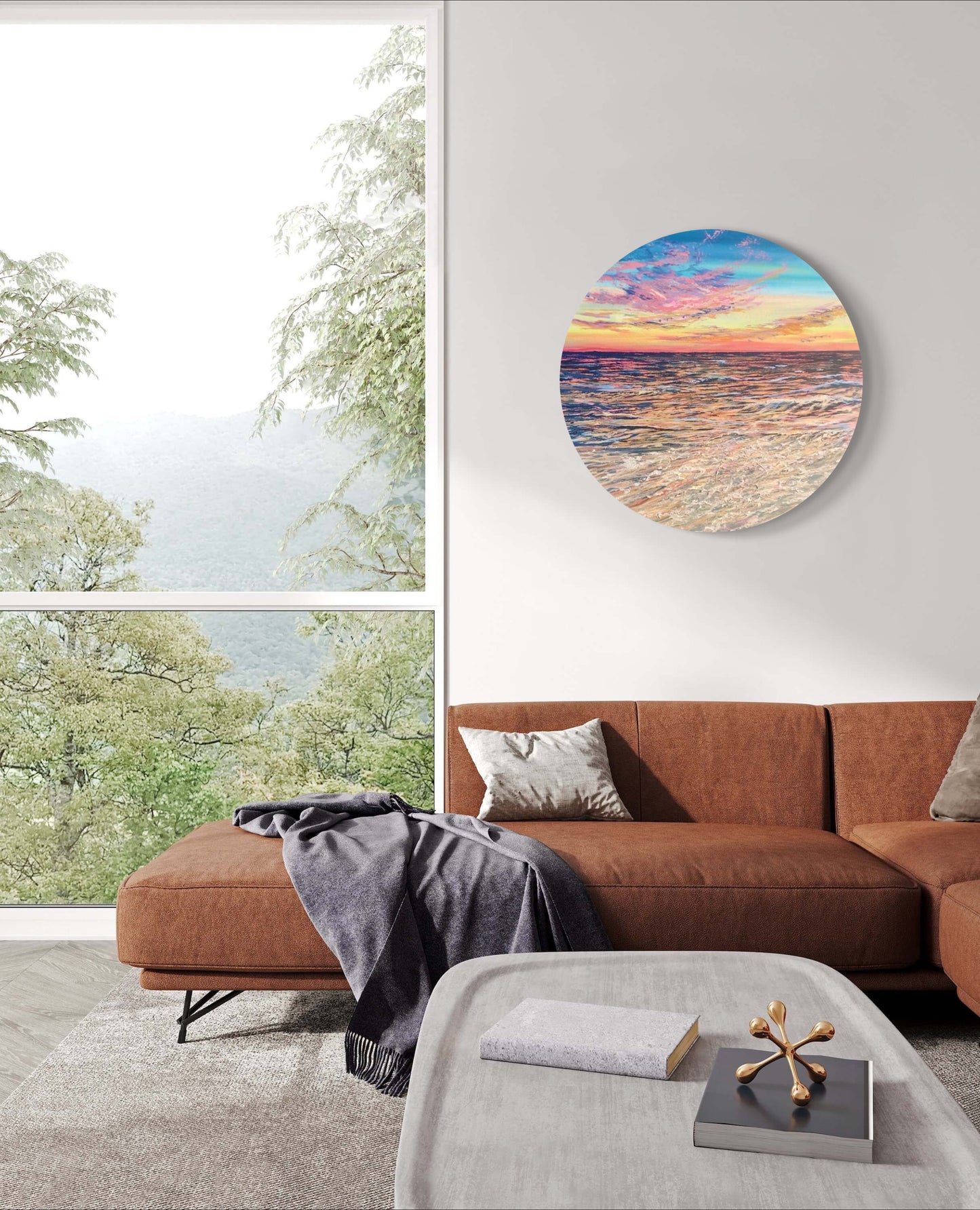 Wildlife Waters Original: Beach Sunset Circular Warm Seascape