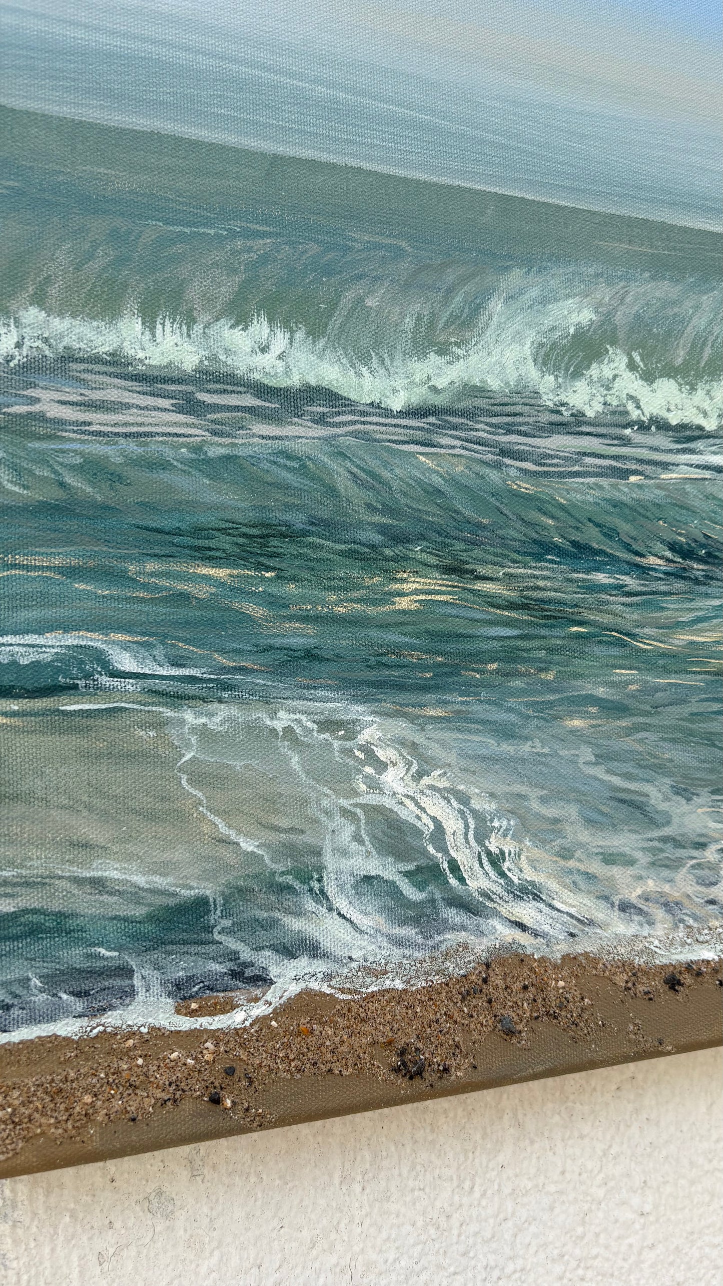 Original “Diamonds on the Sea, Seaton.”Cornish Beach Canvas Wall Art