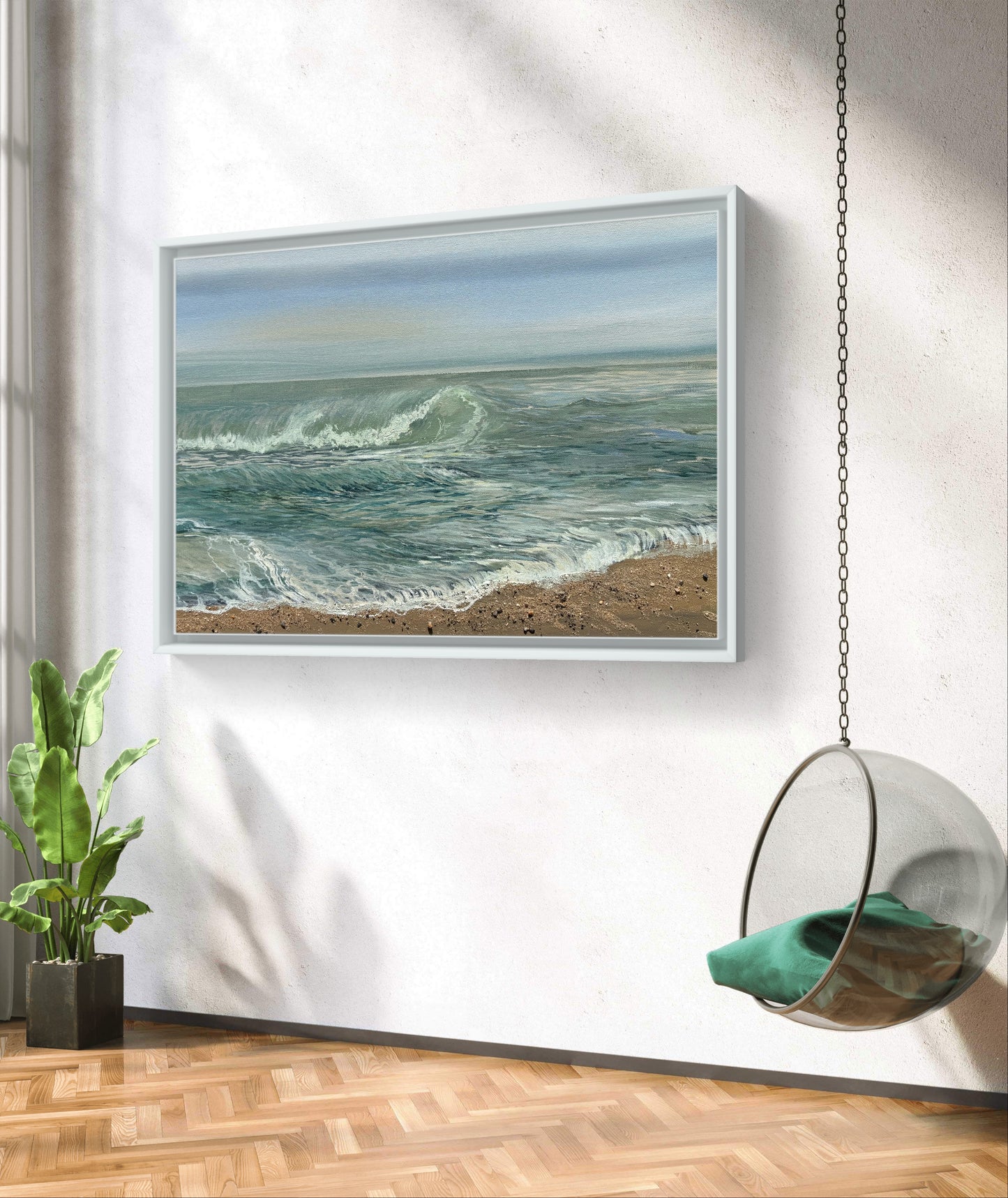 Original “Diamonds on the Sea, Seaton.”Cornish Beach Canvas Wall Art
