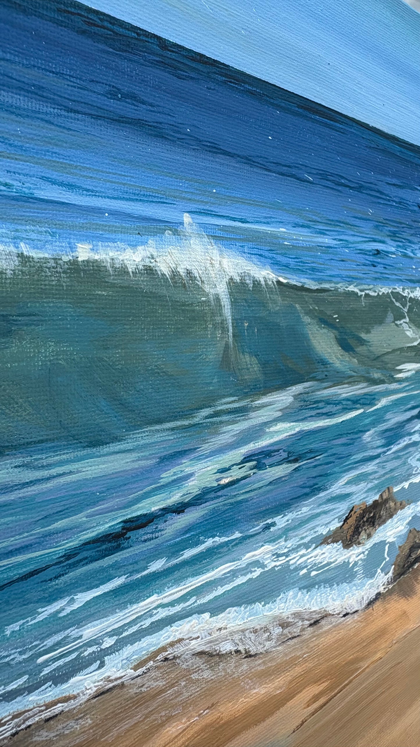 Original “Summer Light at Harlyn”: Cornish Beach Canvas Wall Art