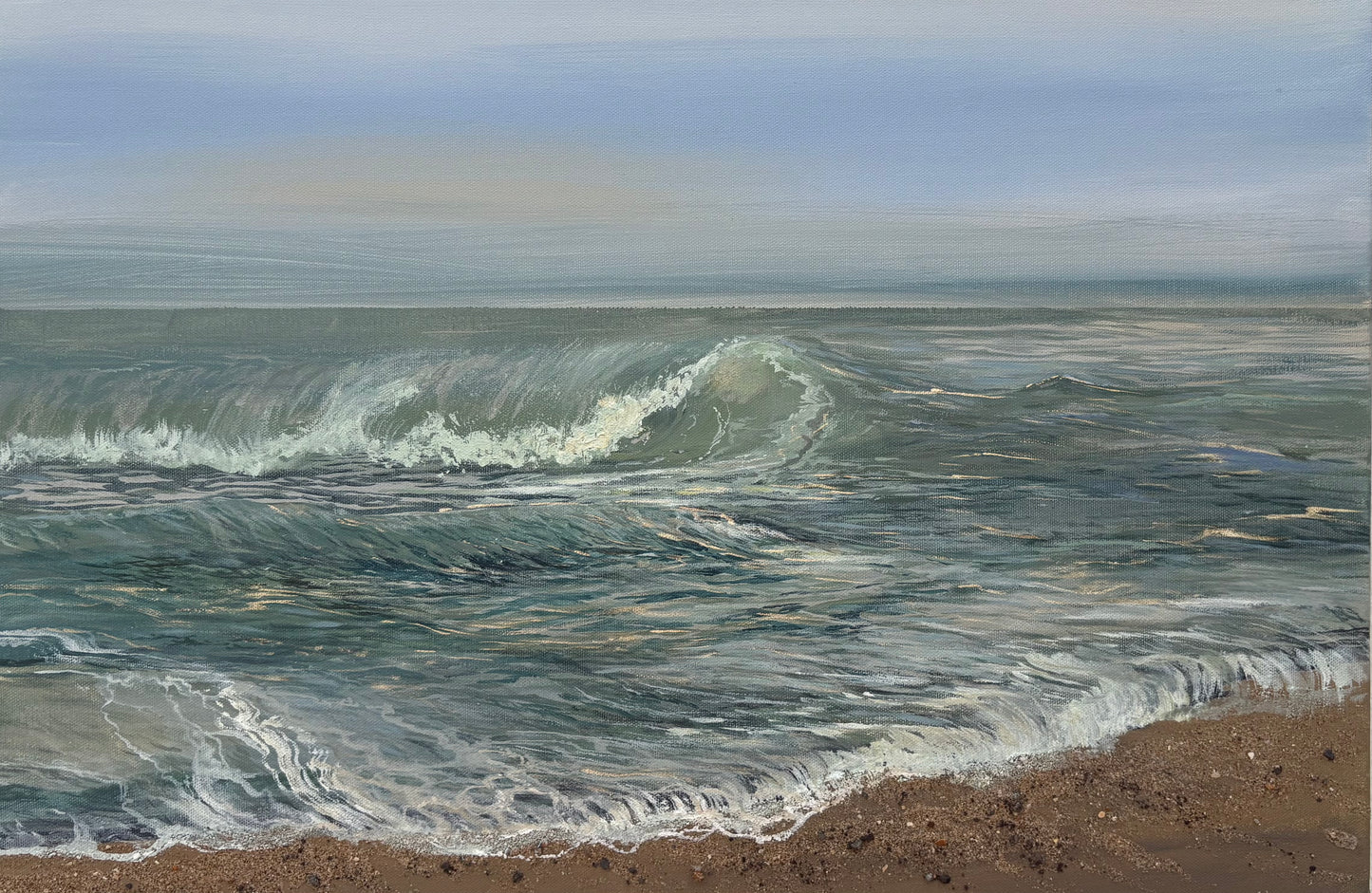 Original “Diamonds on the Sea, Seaton.”Cornish Beach Canvas Wall Art