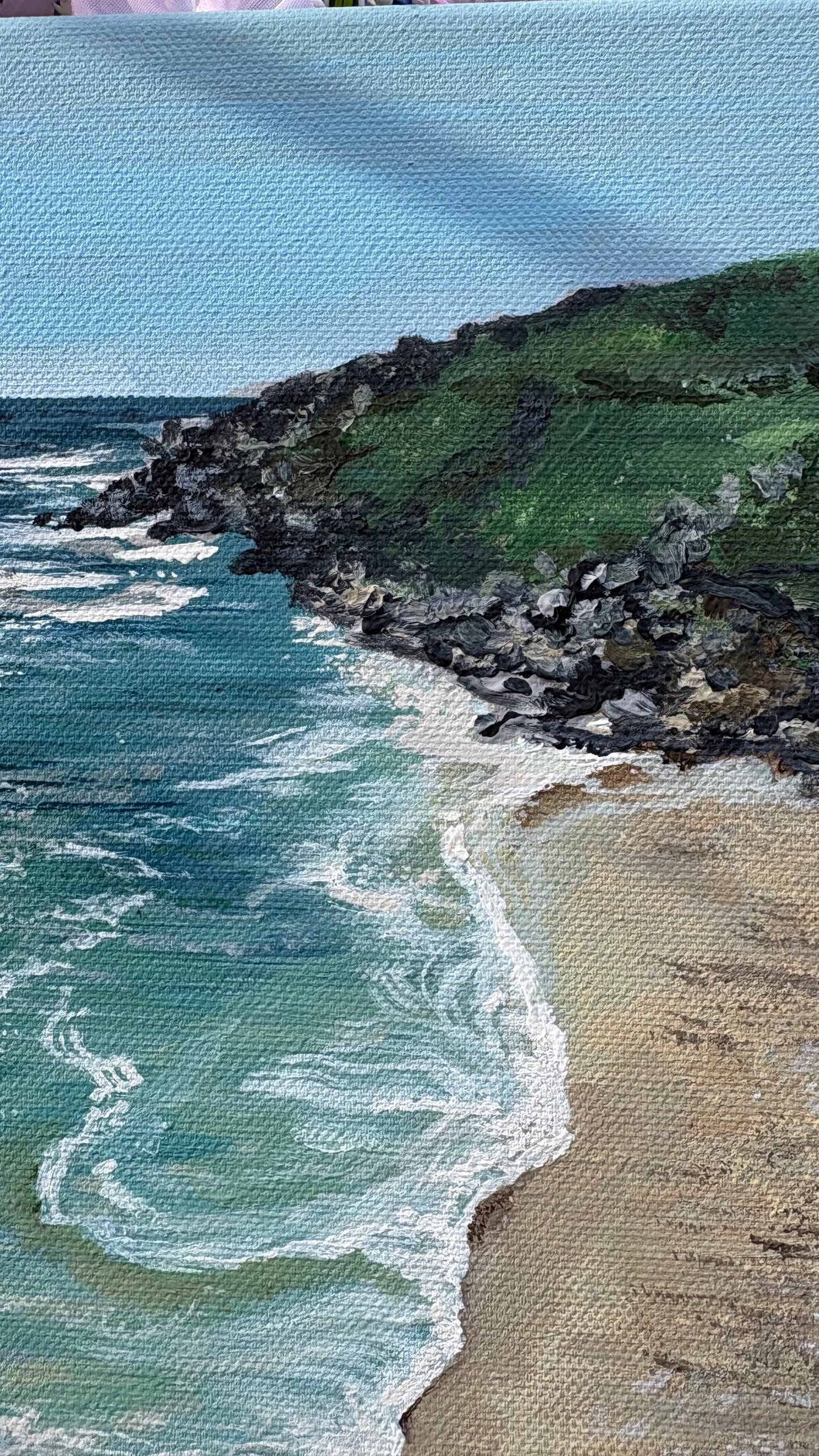 Original “Wild Tide, Reckless Shores Mini”: Cornish Beach Canvas Wall Art