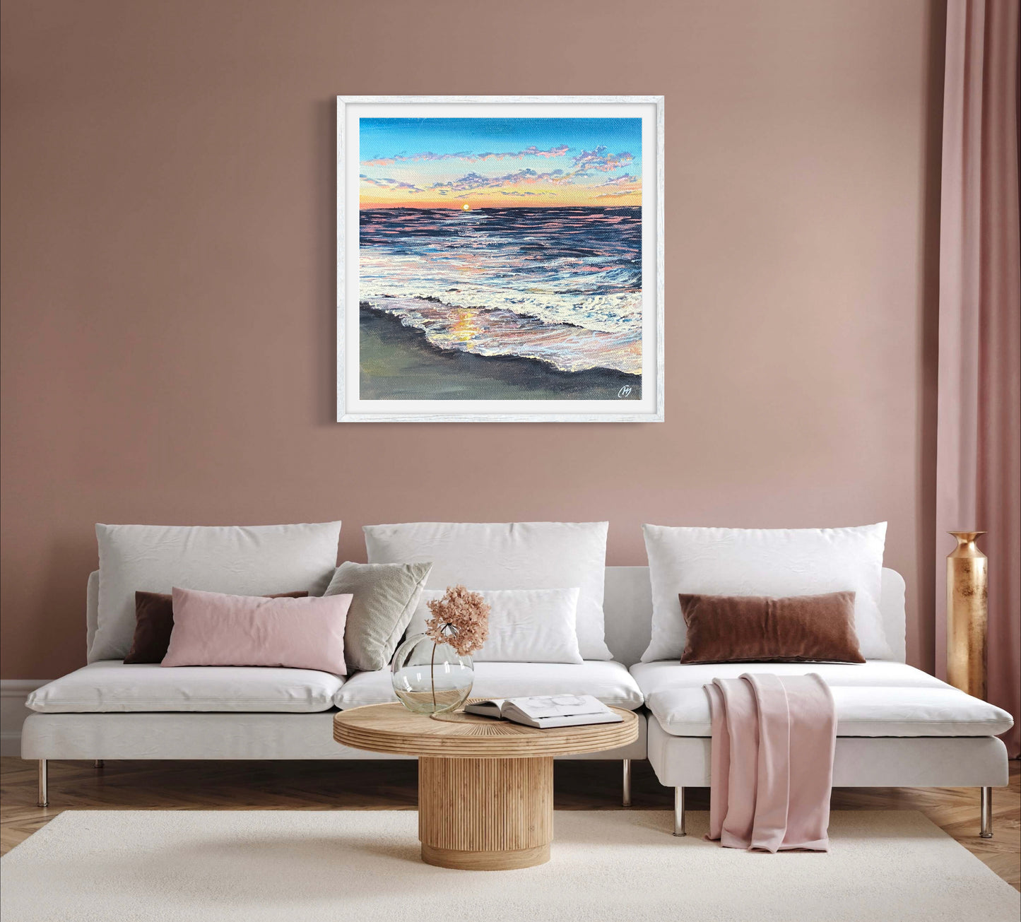 Sunkissed: Vibrant Home Sea Sunset Pink & Blue Beach Fine Art Giclée Print