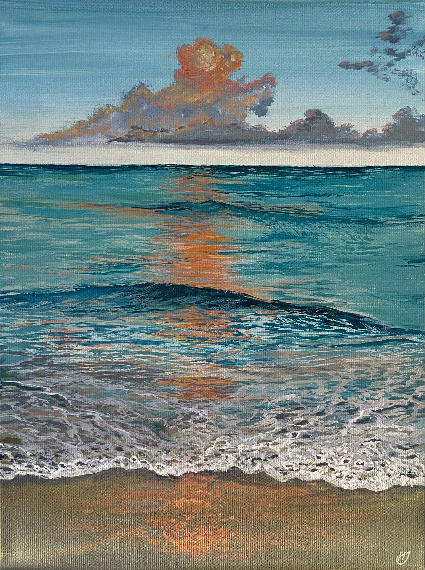 Serene Glow: Giclée Print, A Tranquil Calming Turquoise Seashore Beach