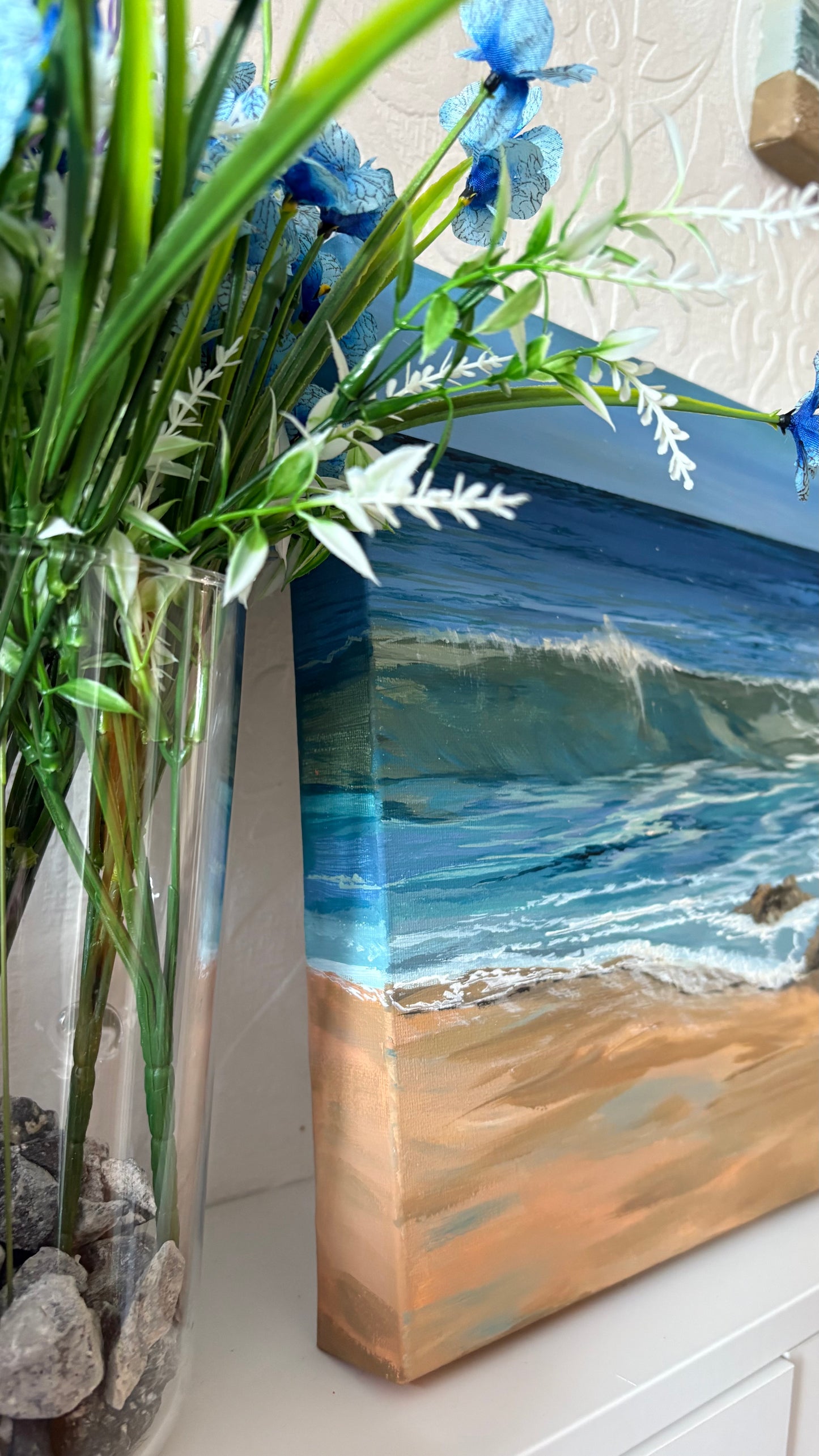 Original “Summer Light at Harlyn”: Cornish Beach Canvas Wall Art