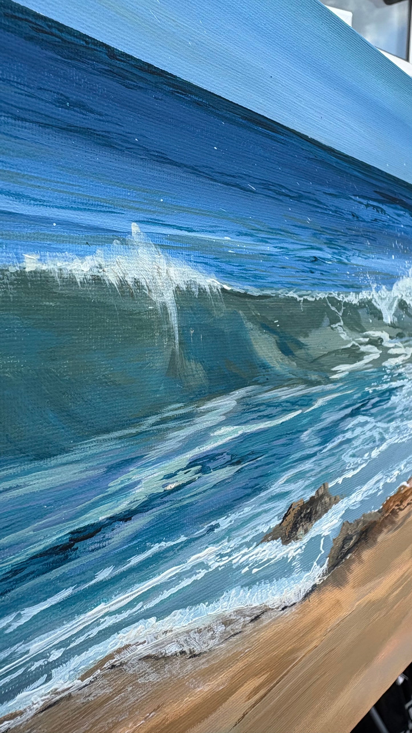 Original “Summer Light at Harlyn”: Cornish Beach Canvas Wall Art