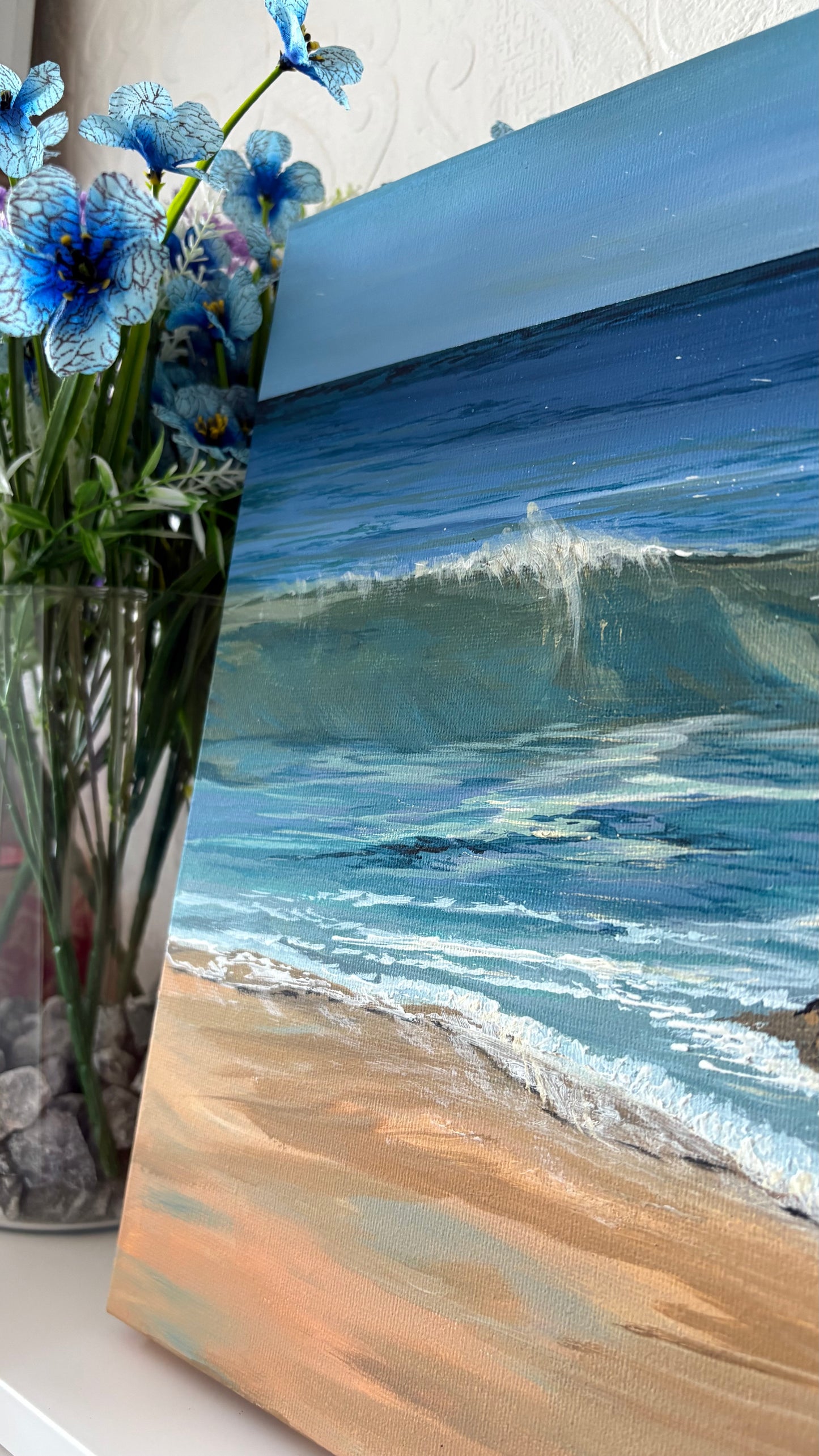 Original “Summer Light at Harlyn”: Cornish Beach Canvas Wall Art