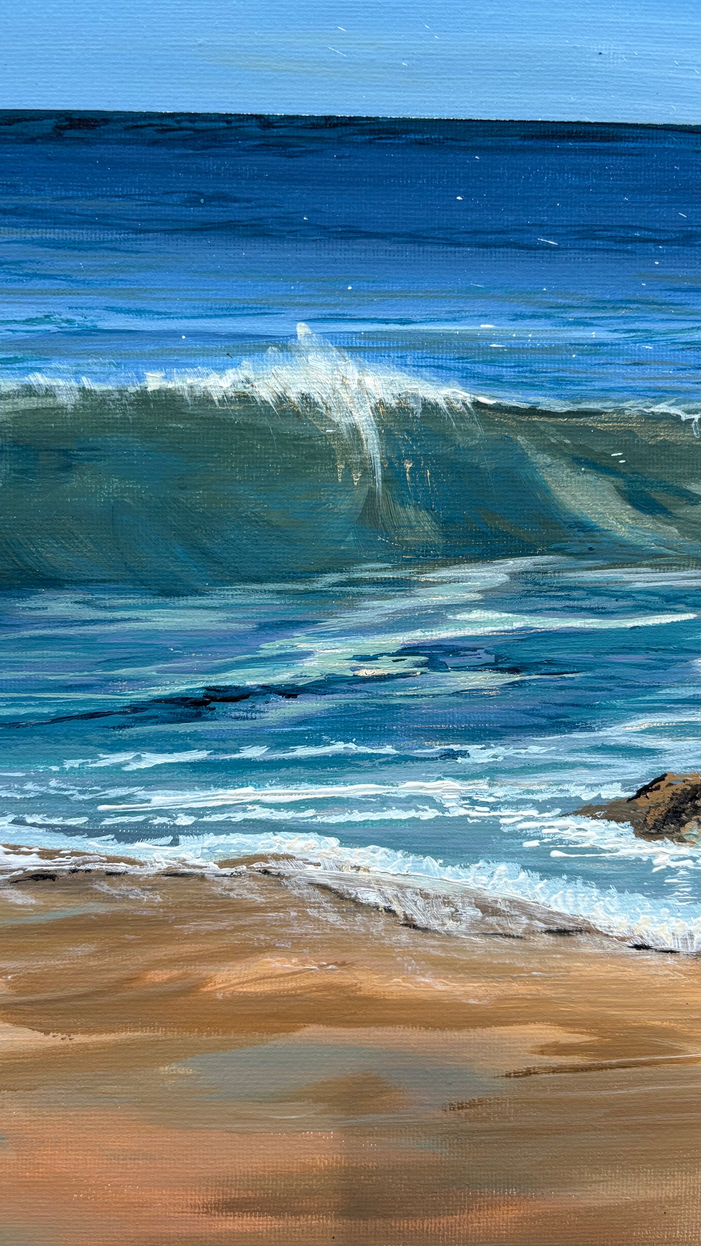 Original “Summer Light at Harlyn”: Cornish Beach Canvas Wall Art
