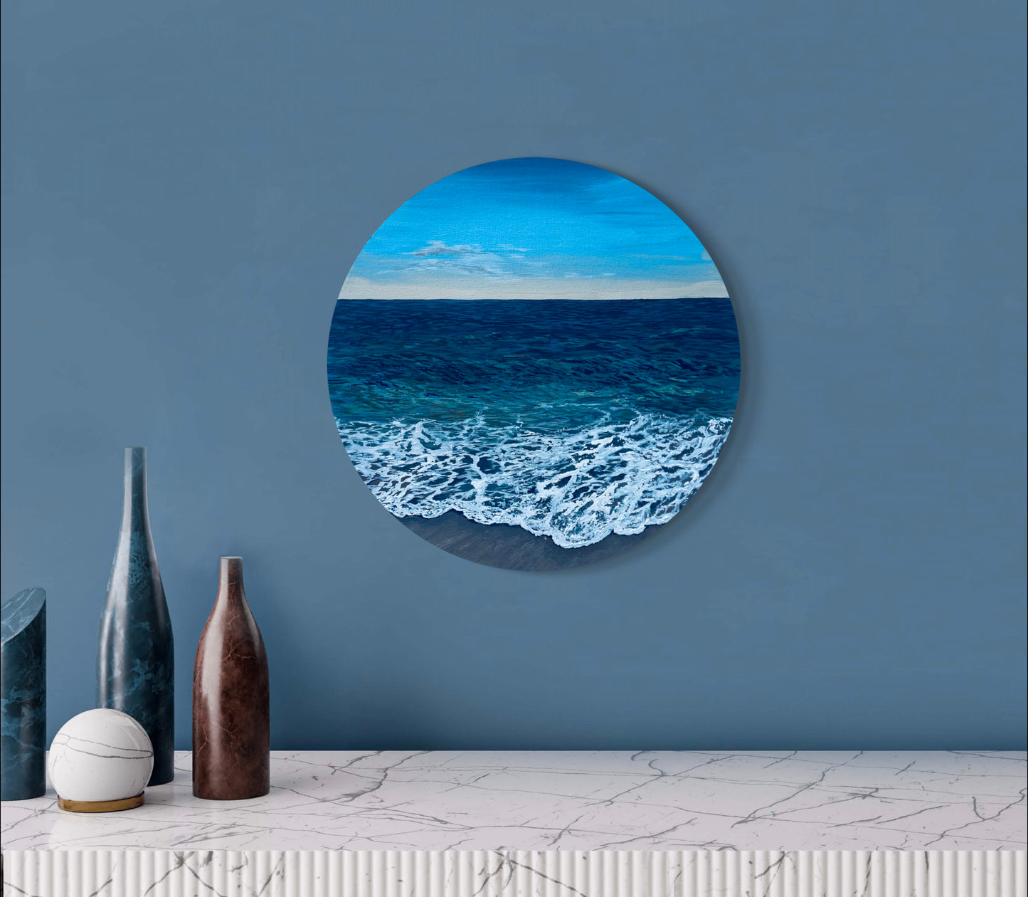 Wilder Shores Original: Realistic Ocean Coastal Porthole Round Beach Scene