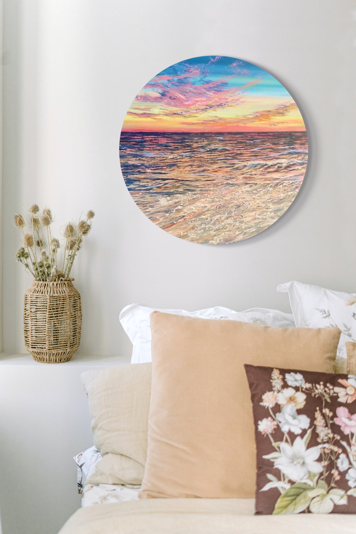 Wildlife Waters Original: Beach Sunset Circular Warm Seascape