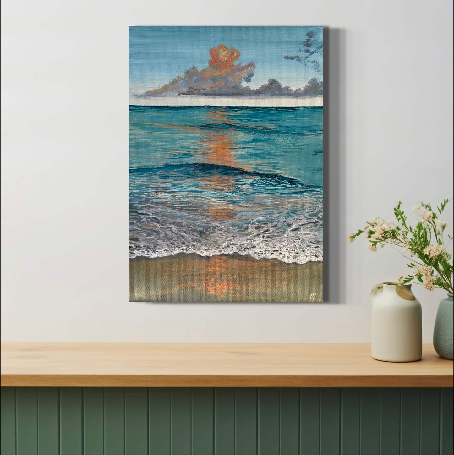 Serene Glow: Giclée Print, A Tranquil Calming Turquoise Seashore Beach