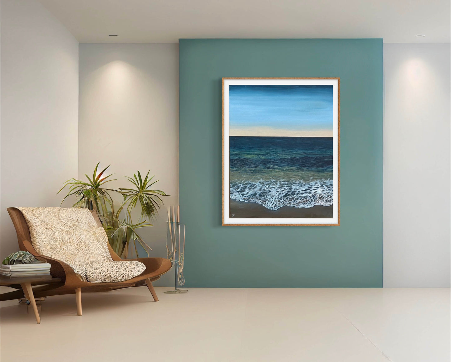 Pure Shores: Tranquil Calming Detailed Cornish Realistic Seascape, Fine Art Giclée Print.