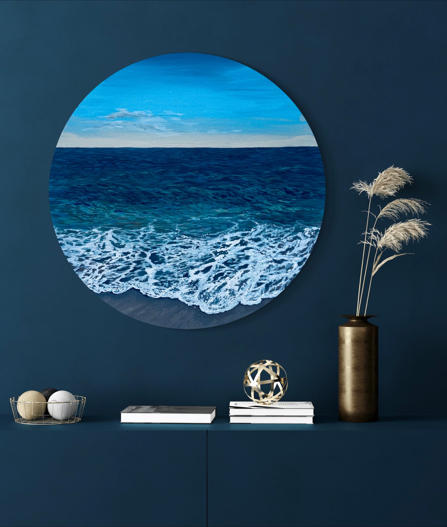 Wilder Shores Original: Realistic Ocean Coastal Porthole Round Beach Scene