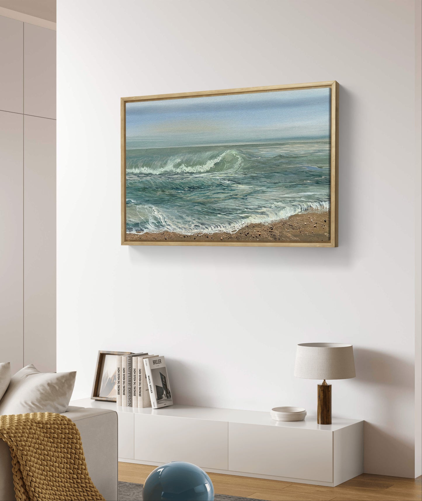 Original “Diamonds on the Sea, Seaton.”Cornish Beach Canvas Wall Art