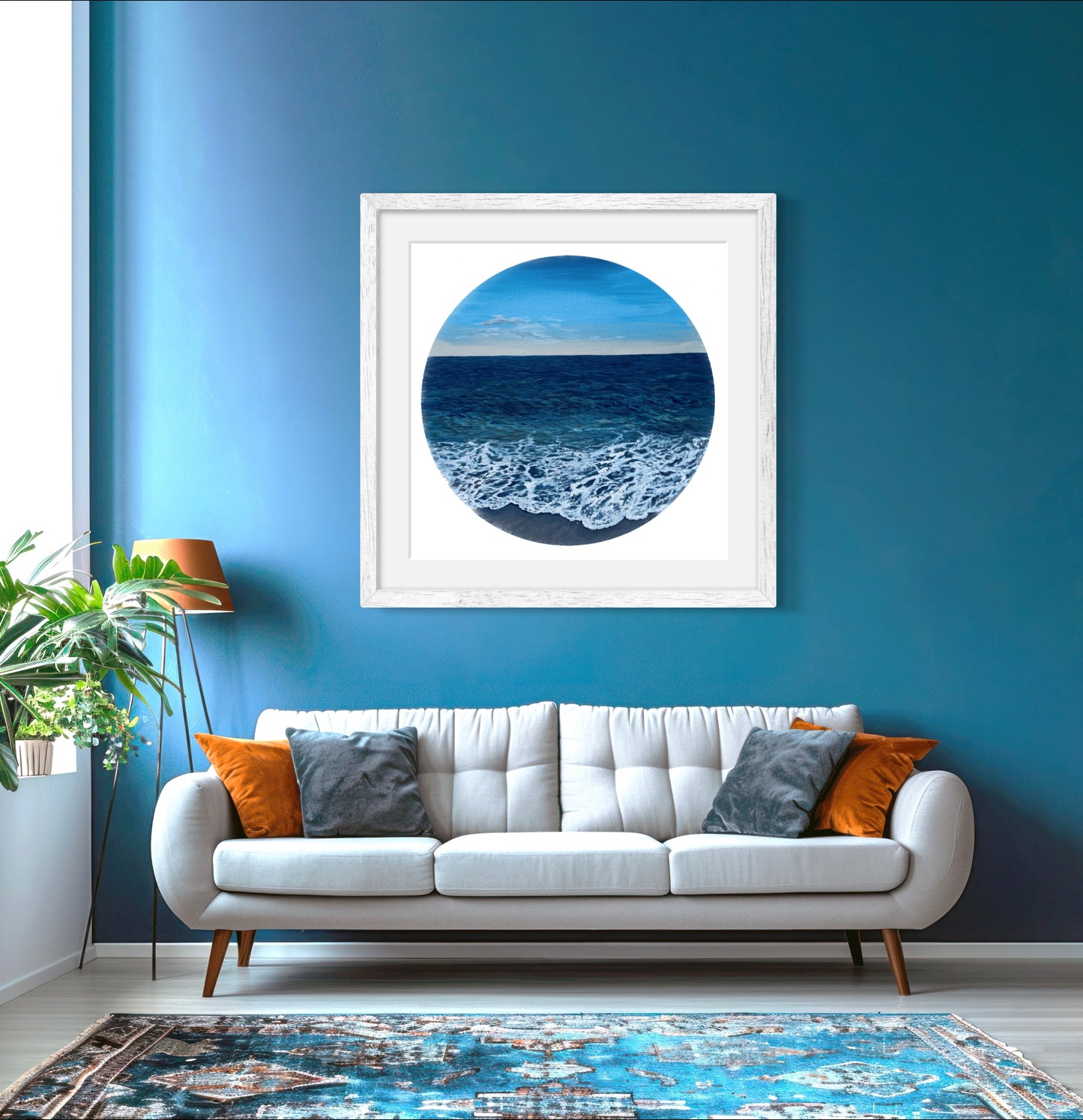 Wilder Shores: Realistic Ocean Coastal Porthole Round Beach Fine Art Giclée Print