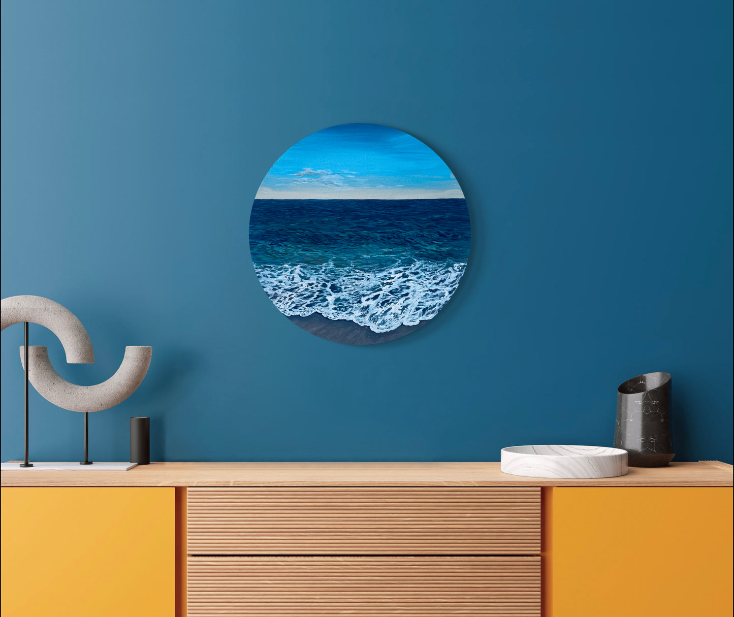 Wilder Shores Original: Realistic Ocean Coastal Porthole Round Beach Scene