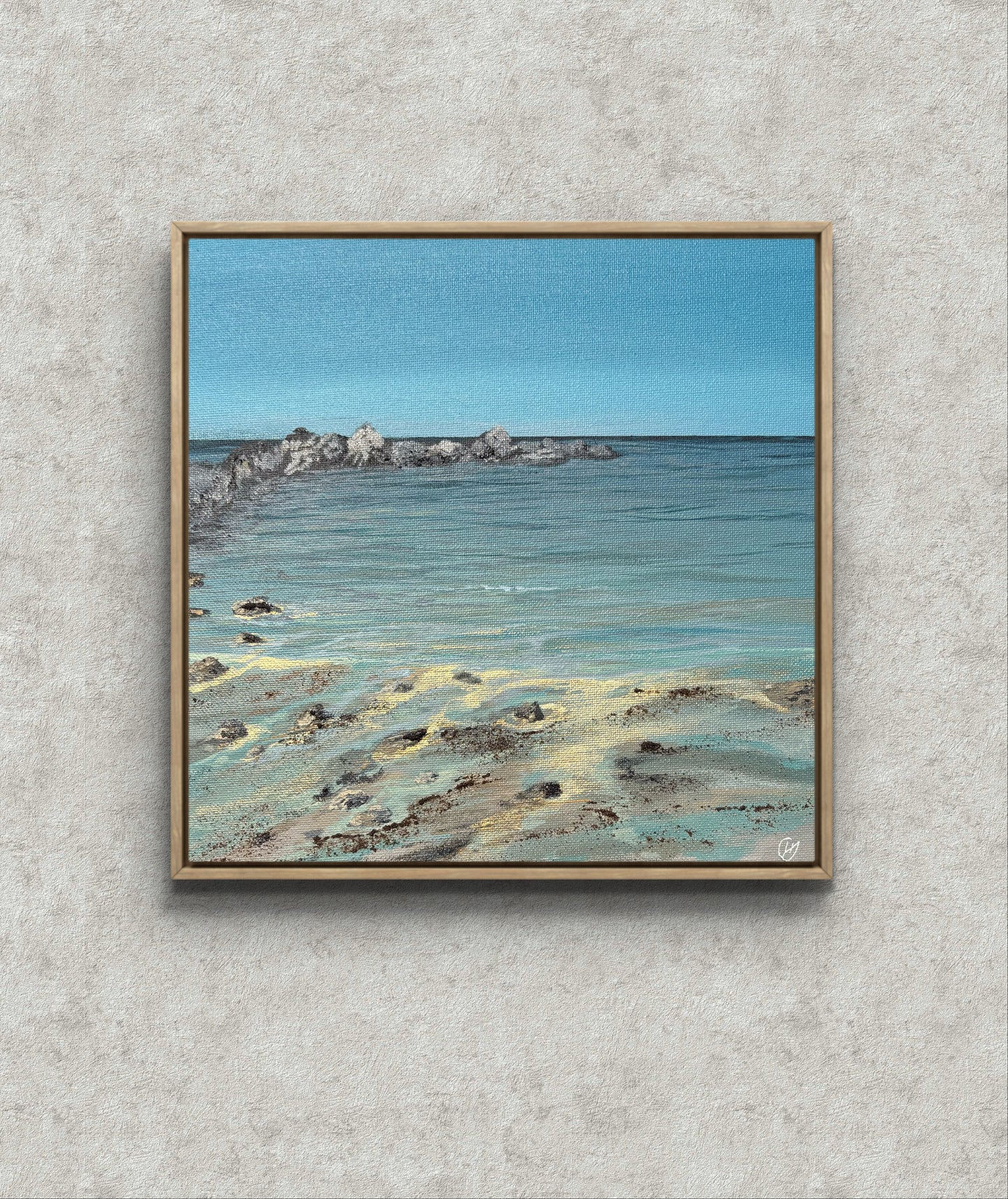 Original “Portwrinkle Charm”: Cornish Beach Canvas Wall Art
