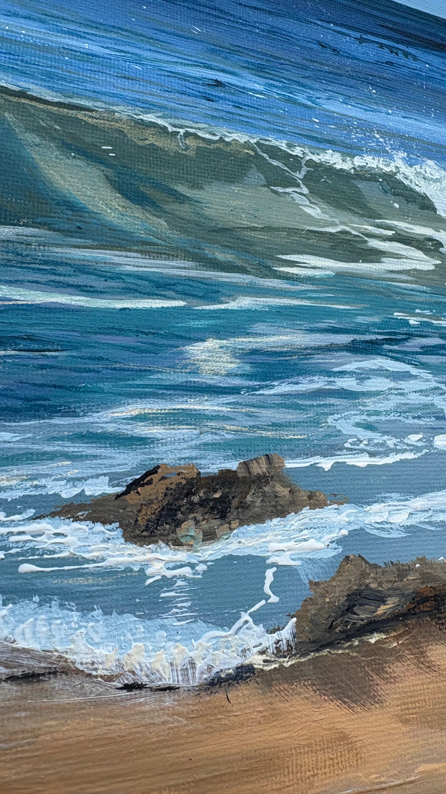 Original “Summer Light at Harlyn”: Cornish Beach Canvas Wall Art
