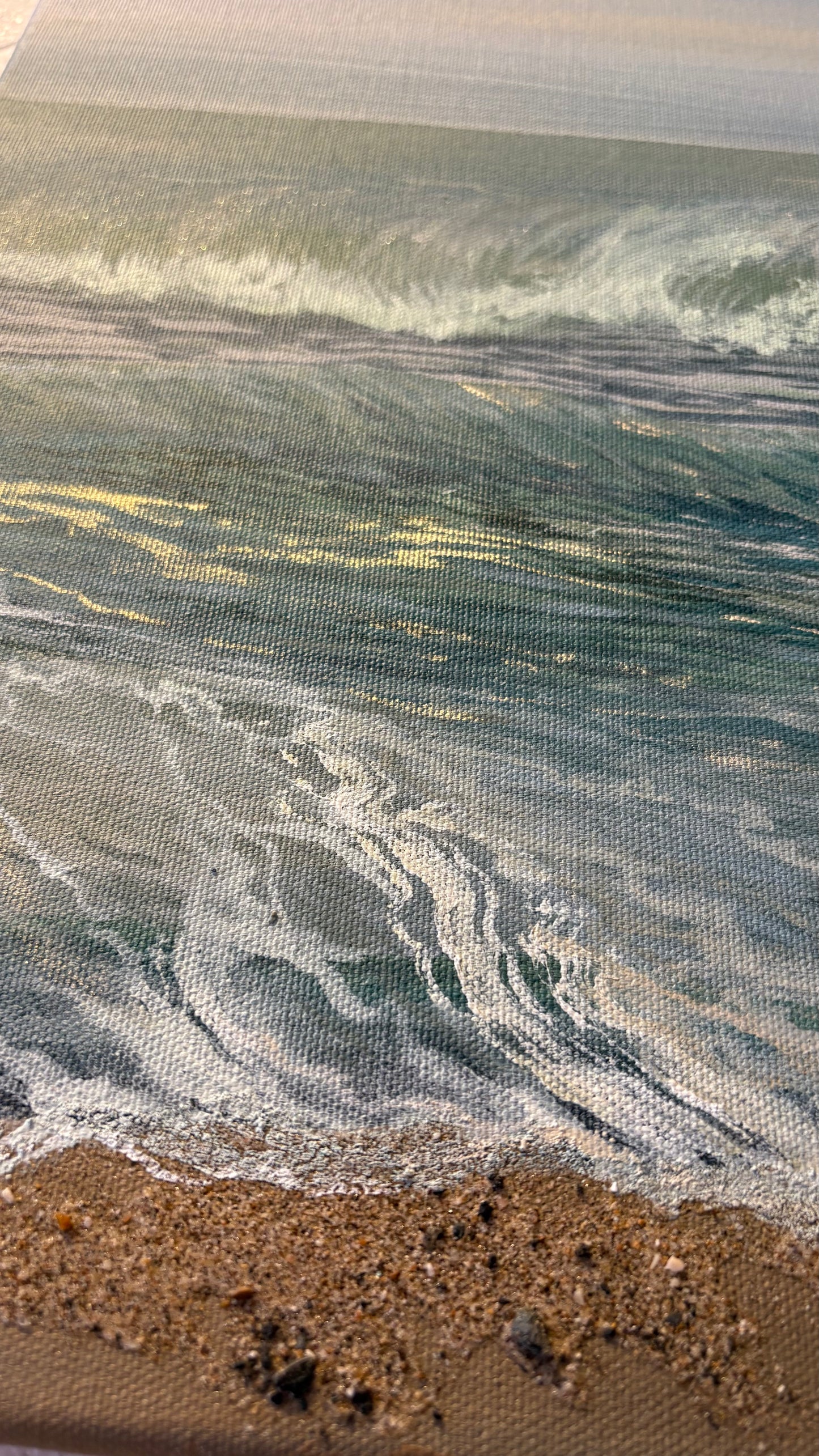 Original “Diamonds on the Sea, Seaton.”Cornish Beach Canvas Wall Art