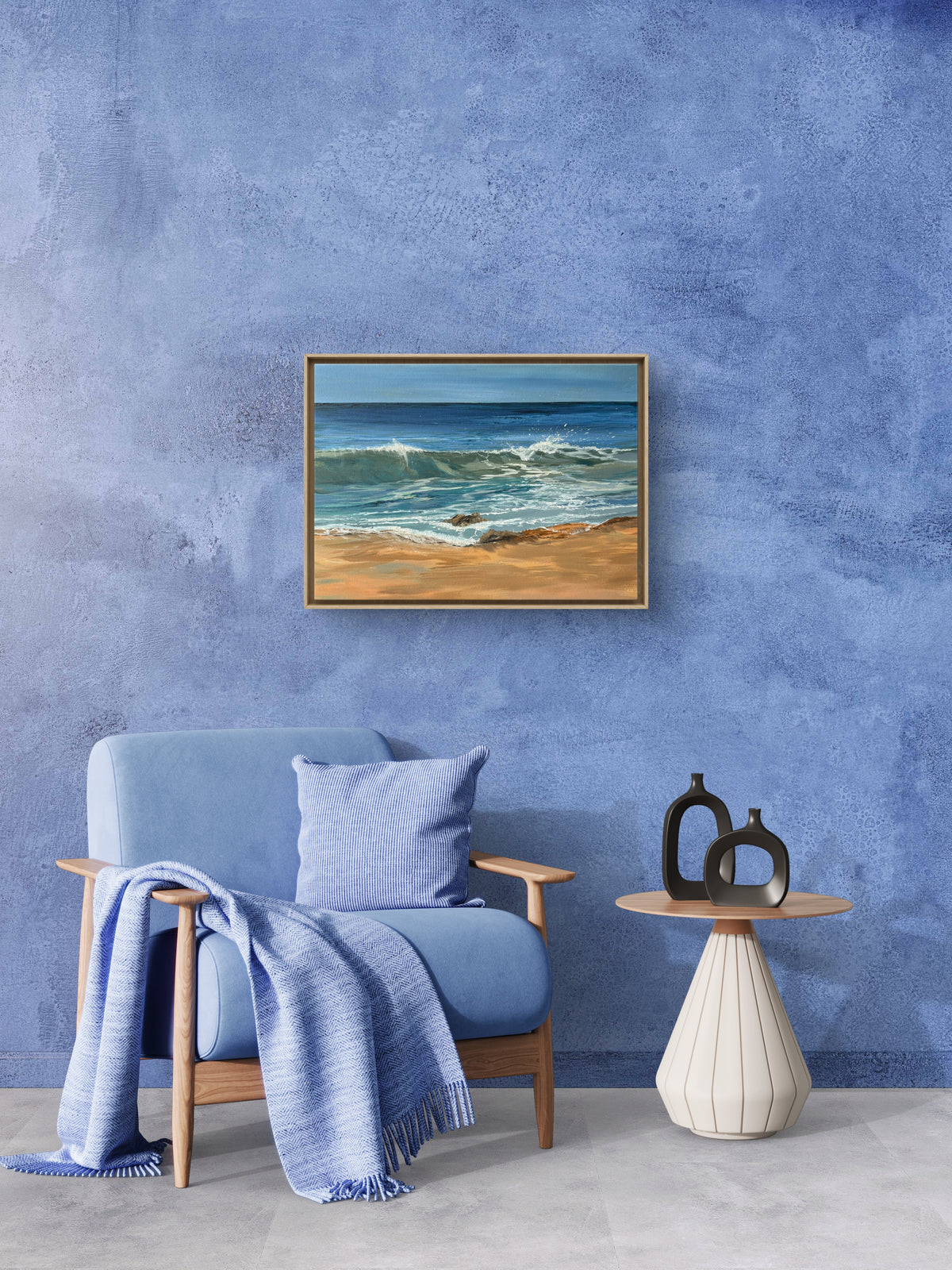 Original “Summer Light at Harlyn” Cornish Beach Canvas Wall Art