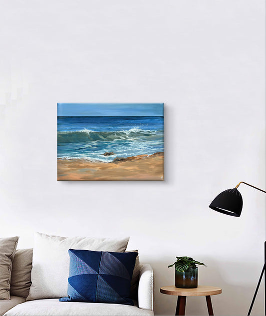 Original “Summer Light at Harlyn”: Cornish Beach Canvas Wall Art