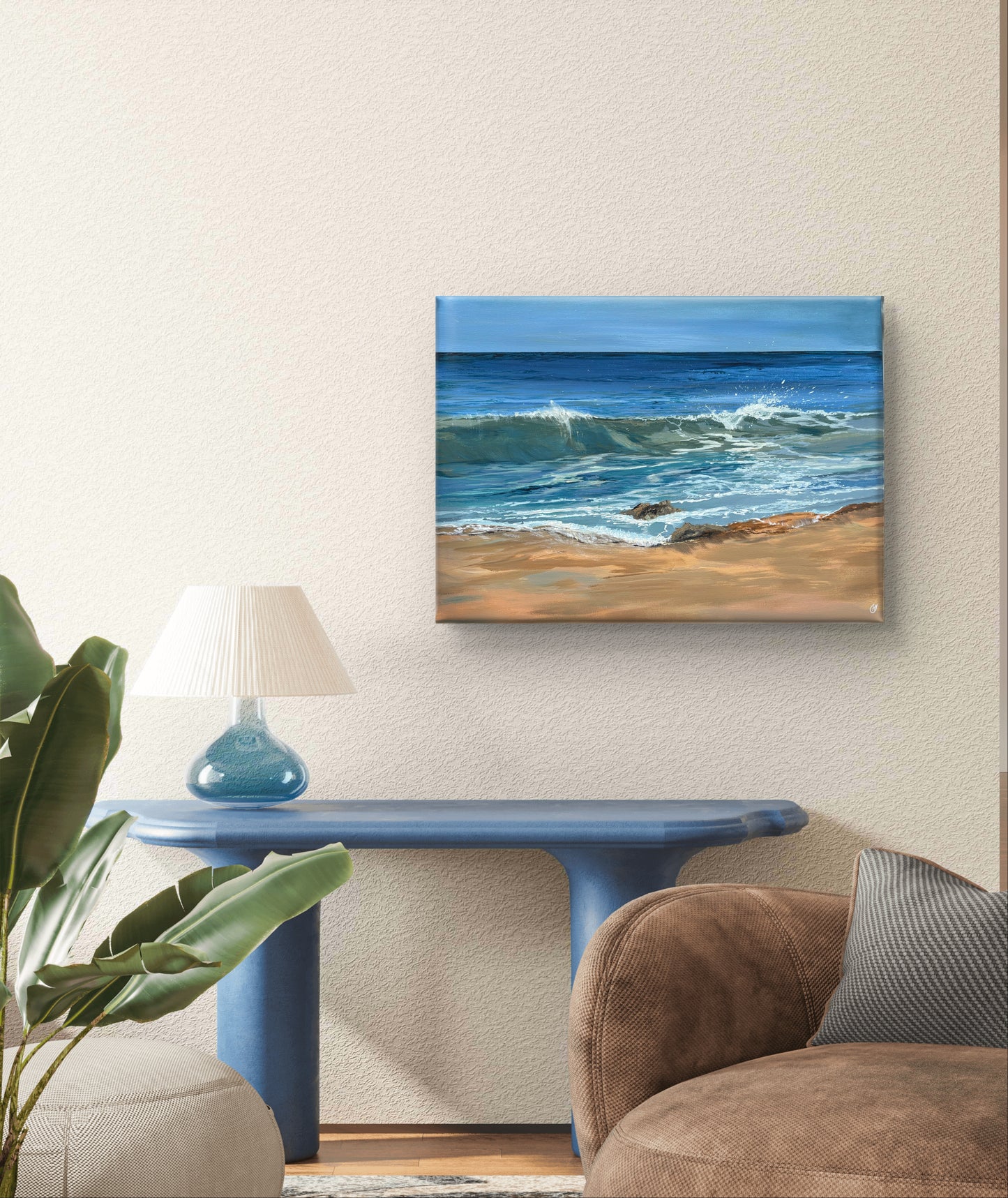 Original “Summer Light at Harlyn”: Cornish Beach Canvas Wall Art