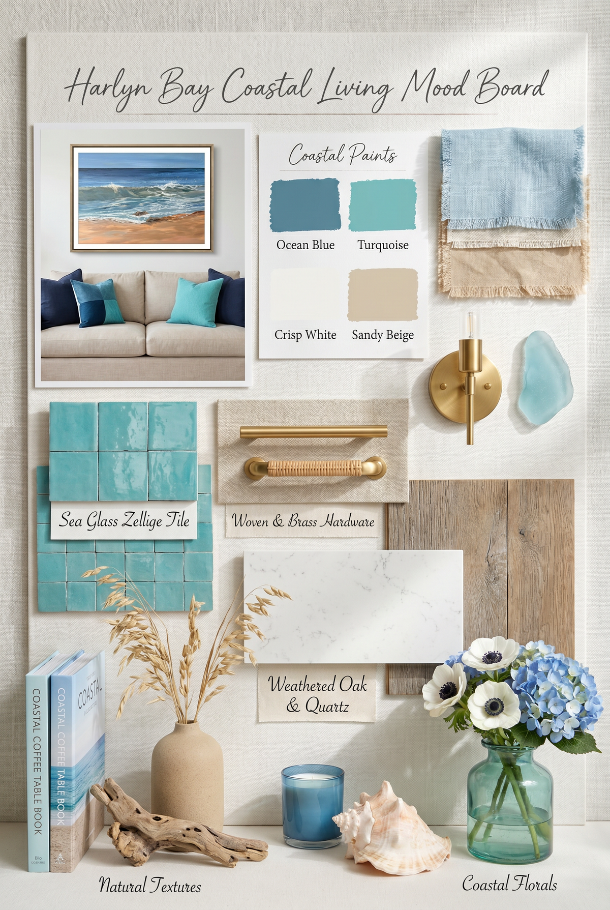 Blue Sea & Sky Beach Art Print “Summer Light at Harlyn”Cornish Beach Canvas Wall Art