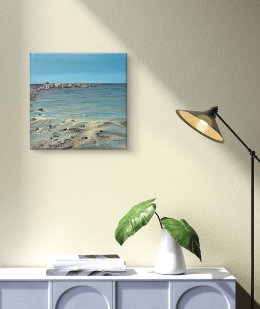 Original “Portwrinkle Charm”: Cornish Beach Canvas Wall Art