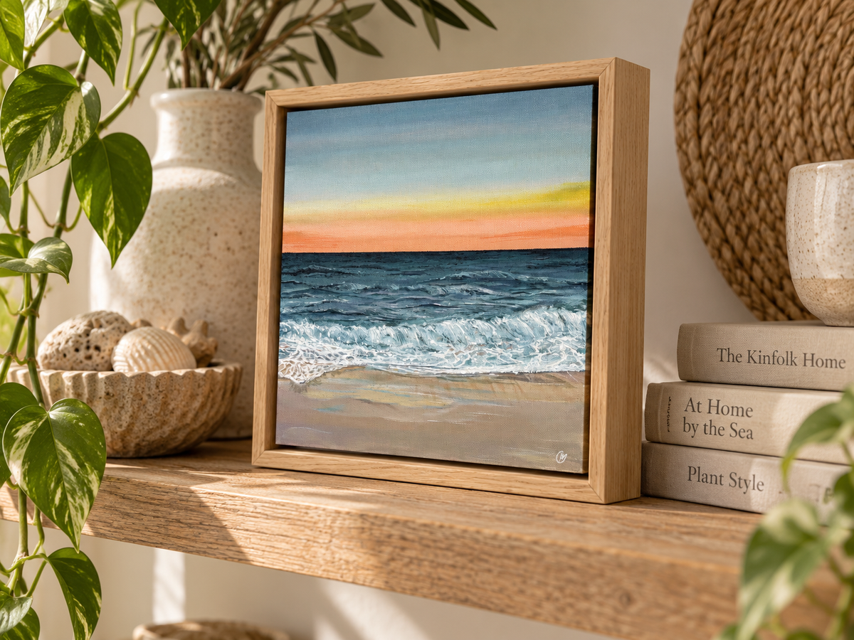 Original: Cornish Beach Sunset Canvas Wall Art