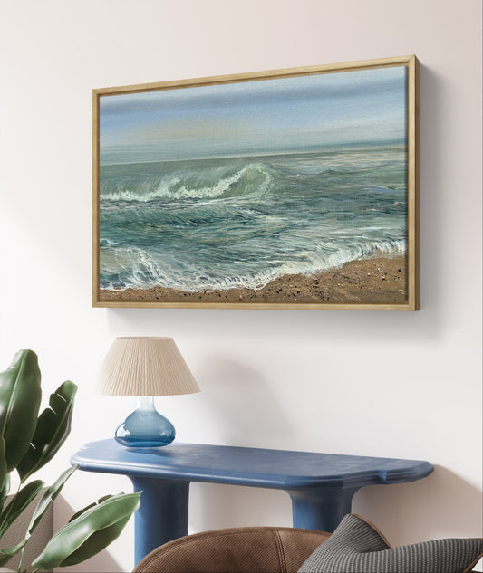 Original “Diamonds on the Sea, Seaton.”Cornish Beach Canvas Wall Art